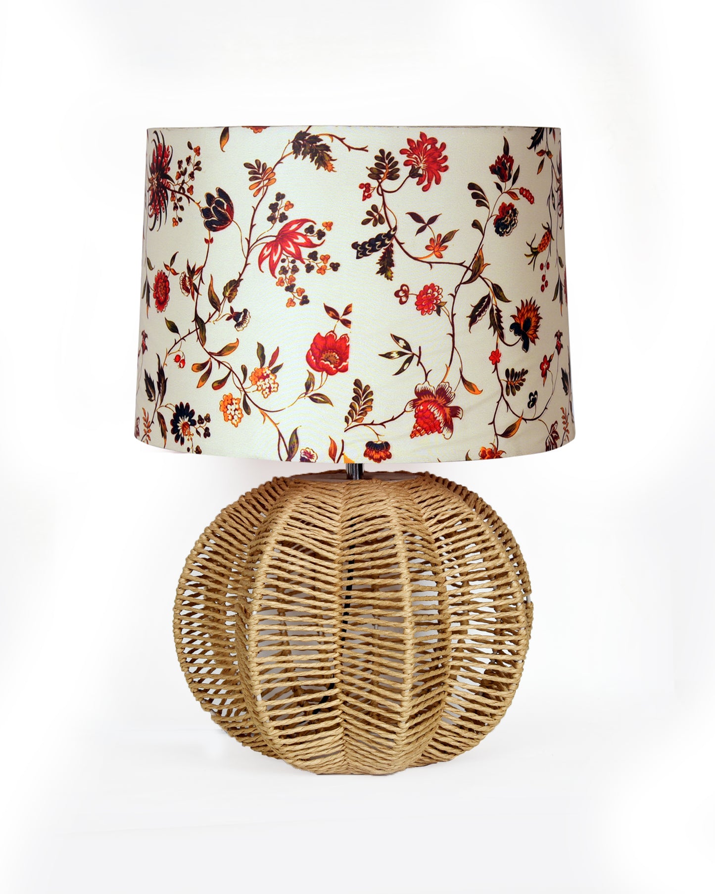 Seagrass Weave Table Lamp Coastal Cottage Bedside Desk Nightstand Lamp for Bedroom Living Room Office College Bookcase Natural Handmade Sphere, Bird Drum
