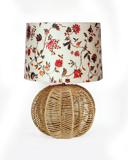 Seagrass Weave Table Lamp Coastal Cottage Bedside Desk Nightstand Lamp for Bedroom Living Room Office College Bookcase Natural Handmade Sphere, Bird Drum