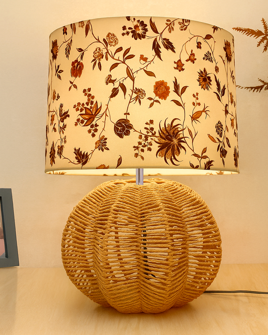 Seagrass Weave Table Lamp Coastal Cottage Bedside Desk Nightstand Lamp for Bedroom Living Room Office College Bookcase Natural Handmade Sphere, Bird Drum