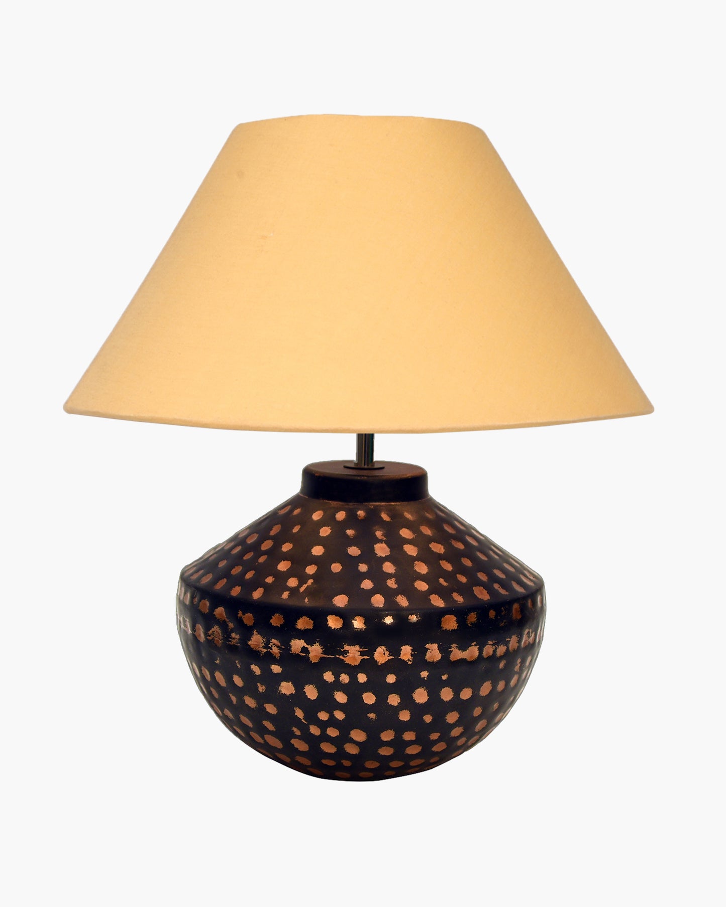 Buckhead Pitcher Modern Accent Table Lamp Warm Bronze Brown Sculptural Geometric Textured Urn Tapered Fabric Drum Shade Bedroom Living Room House Home Bedside Nightstand Office,