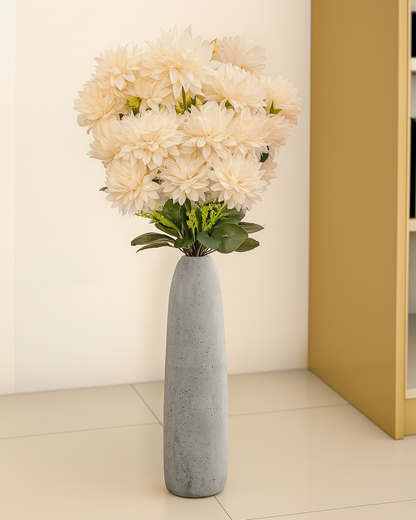 Artificial Long Chrysanthemum  Flower Branches Decor, 26 Inch Faux Large three Dahalia Flowers for Tall Floor Vase Wedding Home Decoration, Synthetic for Dinner Table Centerpiece, set of 2 sticks, Vine Red