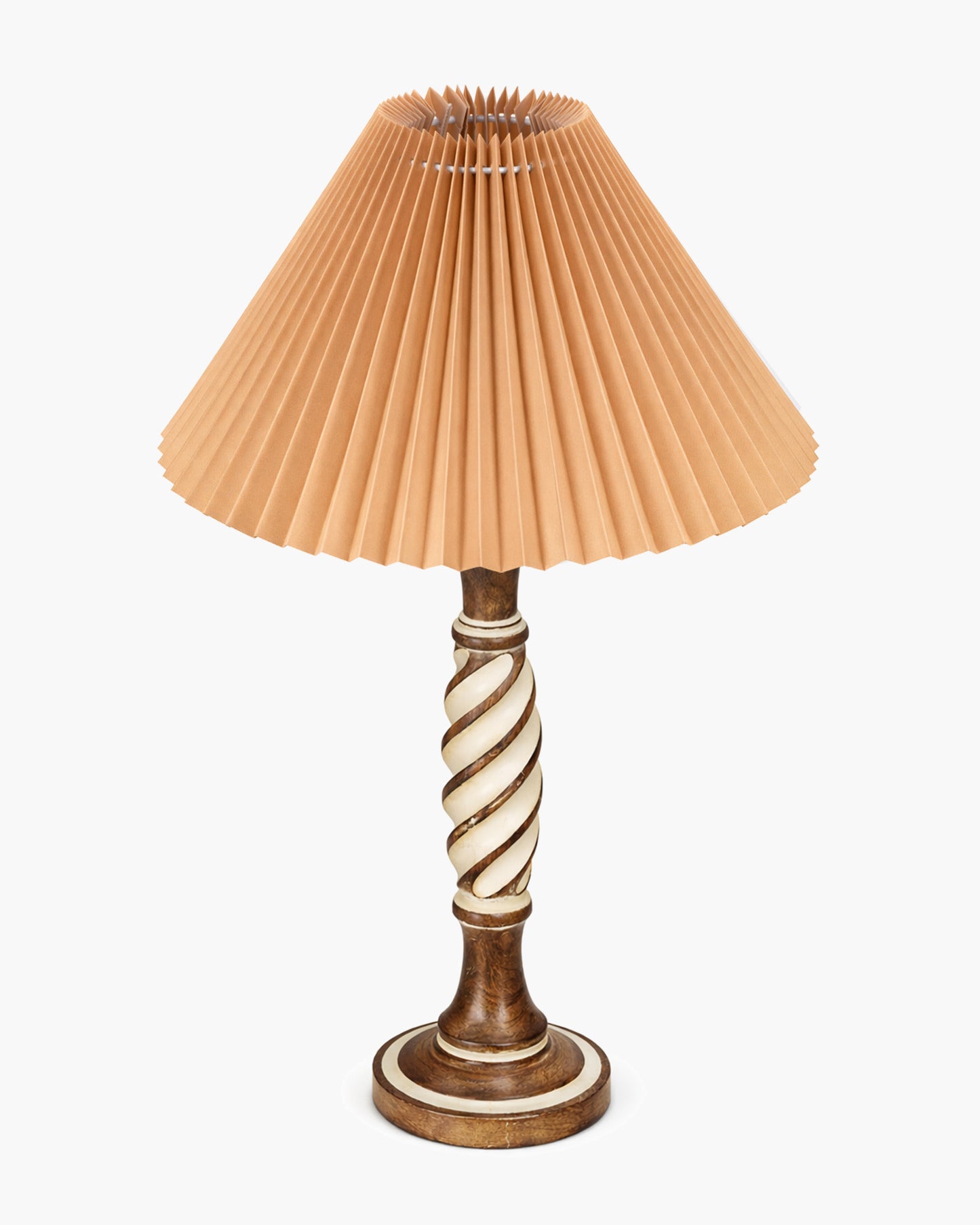 Homesake® White Twister Wood Table lamp, Rustic Farmhouse Solid Wood for Bedroom & Living Room | Home Decor Lighting | Modern Design Bedside Lamp with Fabric Shade