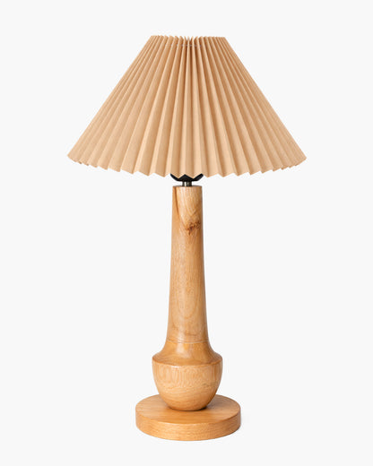 Homesake® Rustic Turnip Wood Table lamp, Bedside Farmhouse Solid Wood Lamp for Bedroom & Living Room | Home Decor Lighting | Desk Accessories | Bedside Lamp with Fabric Shade