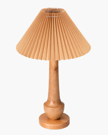 Homesake® Rustic Turnip Wood Table lamp, Bedside Farmhouse Solid Wood Lamp for Bedroom & Living Room | Home Decor Lighting | Desk Accessories | Bedside Lamp with Fabric Shade