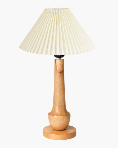 Homesake® Rustic Turnip Wood Table lamp, Bedside Farmhouse Solid Wood Lamp for Bedroom & Living Room | Home Decor Lighting | Desk Accessories | Bedside Lamp with Fabric Shade