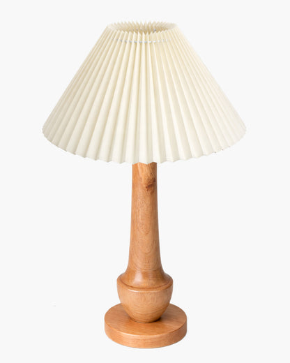 Homesake® Rustic Turnip Wood Table lamp, Bedside Farmhouse Solid Wood Lamp for Bedroom & Living Room | Home Decor Lighting | Desk Accessories | Bedside Lamp with Fabric Shade