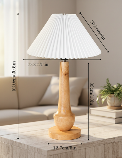 Homesake® Rustic Turnip Wood Table lamp, Bedside Farmhouse Solid Wood Lamp for Bedroom & Living Room | Home Decor Lighting | Desk Accessories | Bedside Lamp with Fabric Shade