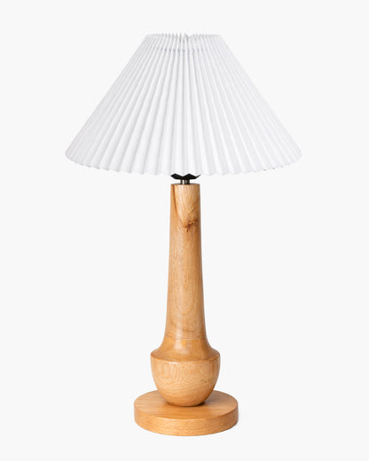 Homesake® Rustic Turnip Wood Table lamp, Bedside Farmhouse Solid Wood Lamp for Bedroom & Living Room | Home Decor Lighting | Desk Accessories | Bedside Lamp with Fabric Shade