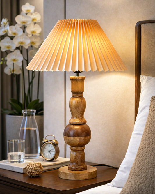 Homesake® Wooden Bubble Design Table Lamp for Bedroom & Living Room | Home Decor Lighting | Nightstand Lamp | Reading Lamp | Vintage | Minimalist | Modern Bedside Lamps