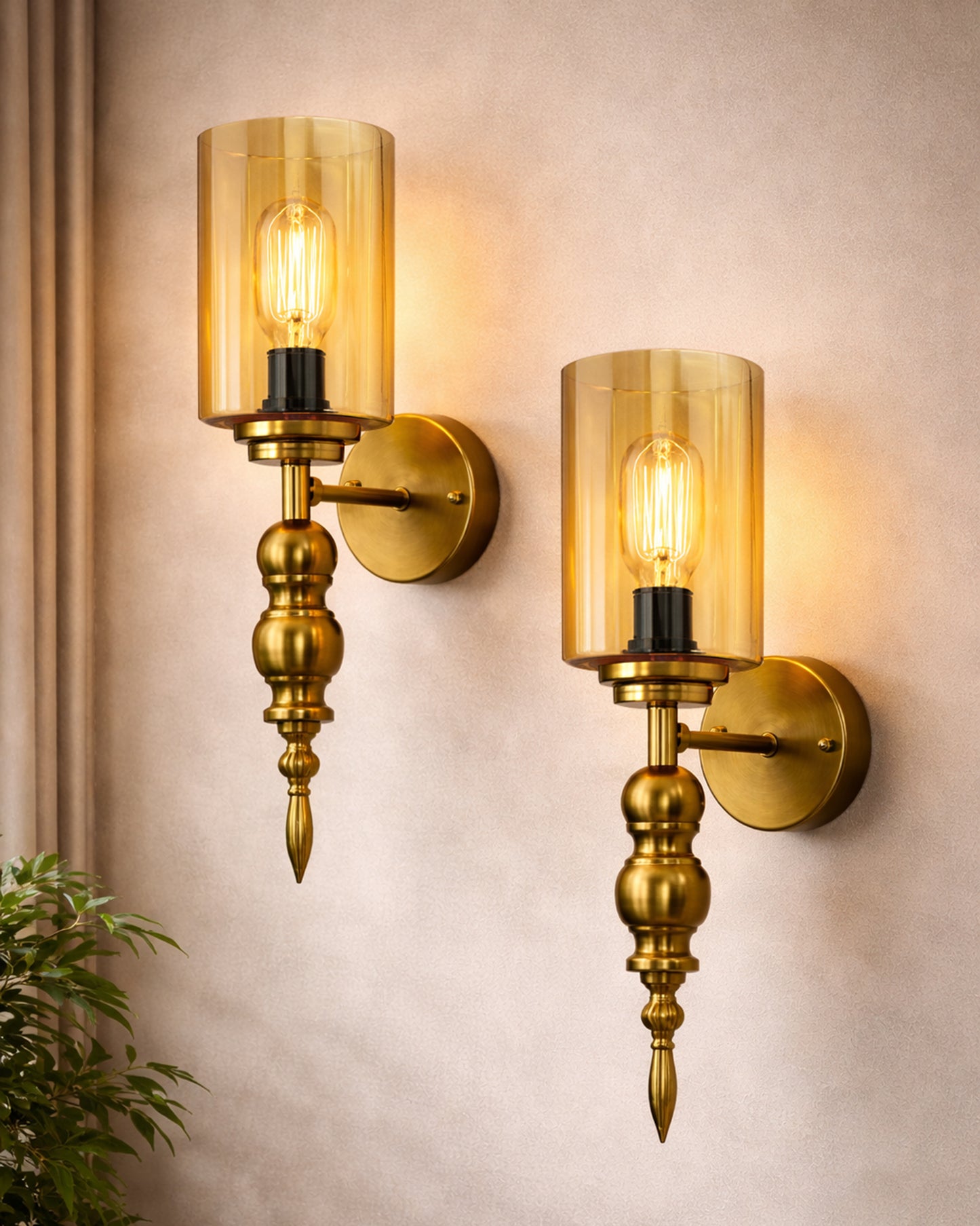 Mid-Century Modern Metal and Glass Wall Light, Brushed Gold, Lamp Fixture for Bedroom Vanity Bathroom Hotel,  Spherical Torch, Bubble Glass