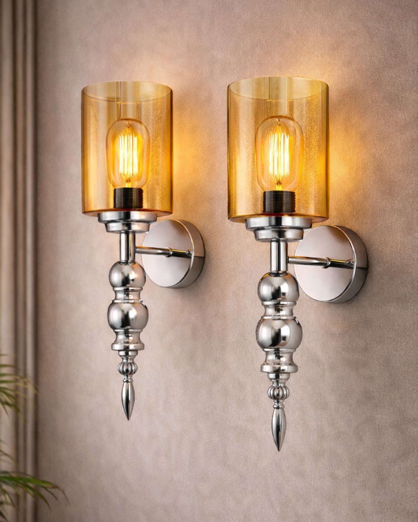Mid-Century Modern Metal and Glass Wall Light, Brushed Gold, Lamp Fixture for Bedroom Vanity Bathroom Hotel,  Spherical Torch, Bubble Glass