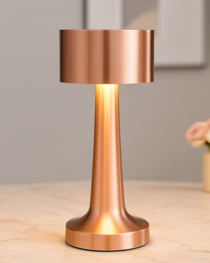 Table Lamp Portable Lamps for Bedroom, Night Lamp, Table Lamp for Bedroom & Living Room, Bedside Lamp, Dimming, 3 Colour Touch Control, Wireless Charging, Metal Dumbbell, Gold