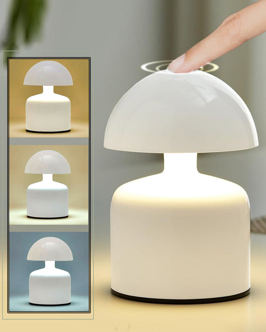 Table Lamp Portable Lamps for Bedroom, Night Lamp, Table Lamp for Bedroom & Living Room, Bedside Lamp, Dimming, 3 Colour Touch Control, Wireless Charging, Metal Mushroom, Gold