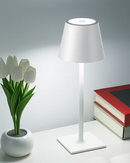 Rechargeable Table Lamps,Cordless Lamp Wireless Charging, Portable Indoor/Outdoor Table Lamp for Patio Restaurant Home Dinner Dining Kitchen,Waterproof & Wireless, Black Frustum