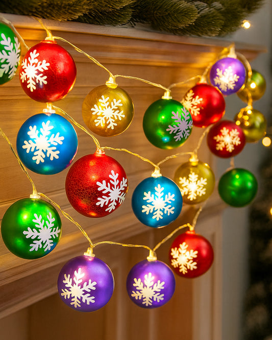 Multicolor Ball Glossy String Lights (14 LED Bulbs), Decorative Fairy Lights for Diwali, Christmas, New Year, Party & Gifting-4.5 Miter