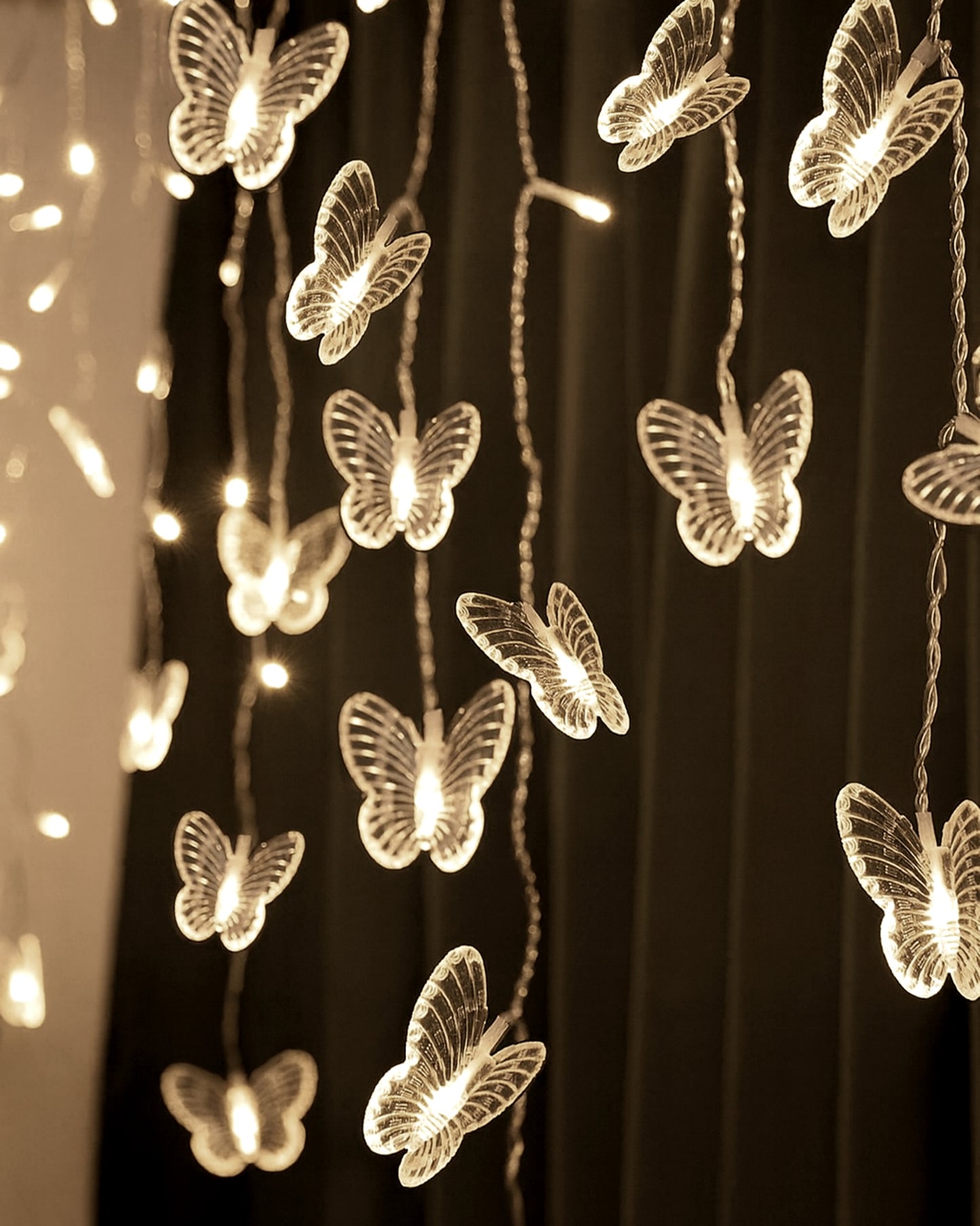 Homesake® Plastic 20 Butterfly Led String Lights for Photo Hanging, Birthday, Festival Decor, Wedding, Party for Home, Patio, Lawn, Decorative Lighting, Restaurants Decoration (Warm White), 5 Meters