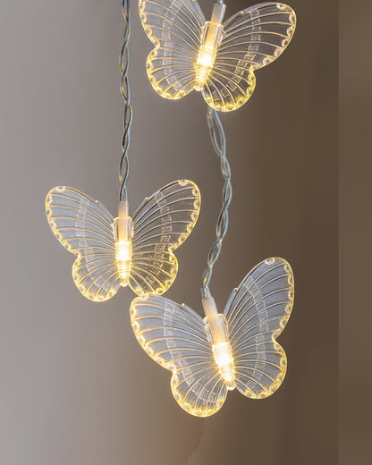 Homesake® Plastic 20 Butterfly Led String Lights for Photo Hanging, Birthday, Festival Decor, Wedding, Party for Home, Patio, Lawn, Decorative Lighting, Restaurants Decoration (Warm White), 5 Meters