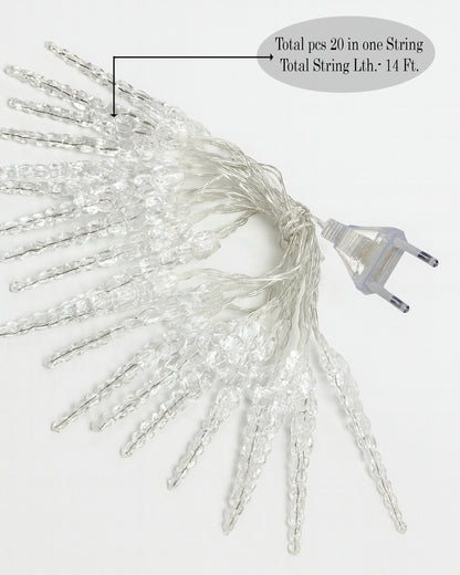 Homesake® Plastic 20 Ice dagger Led String Lights for Photo Hanging, Birthday, Festival, Wedding, Party for Home, Patio, Lawn, Restaurants Diwali Decoration for Home (Warm White), 5 Meters
