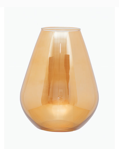 Set of 2 Flower Vase for Flower Plants Glass Vase Pot for Living Room Home Decor Dining Table Decoration Water Plants Bedroom Hall Aesthetic House Warming Gift, Amber Gold