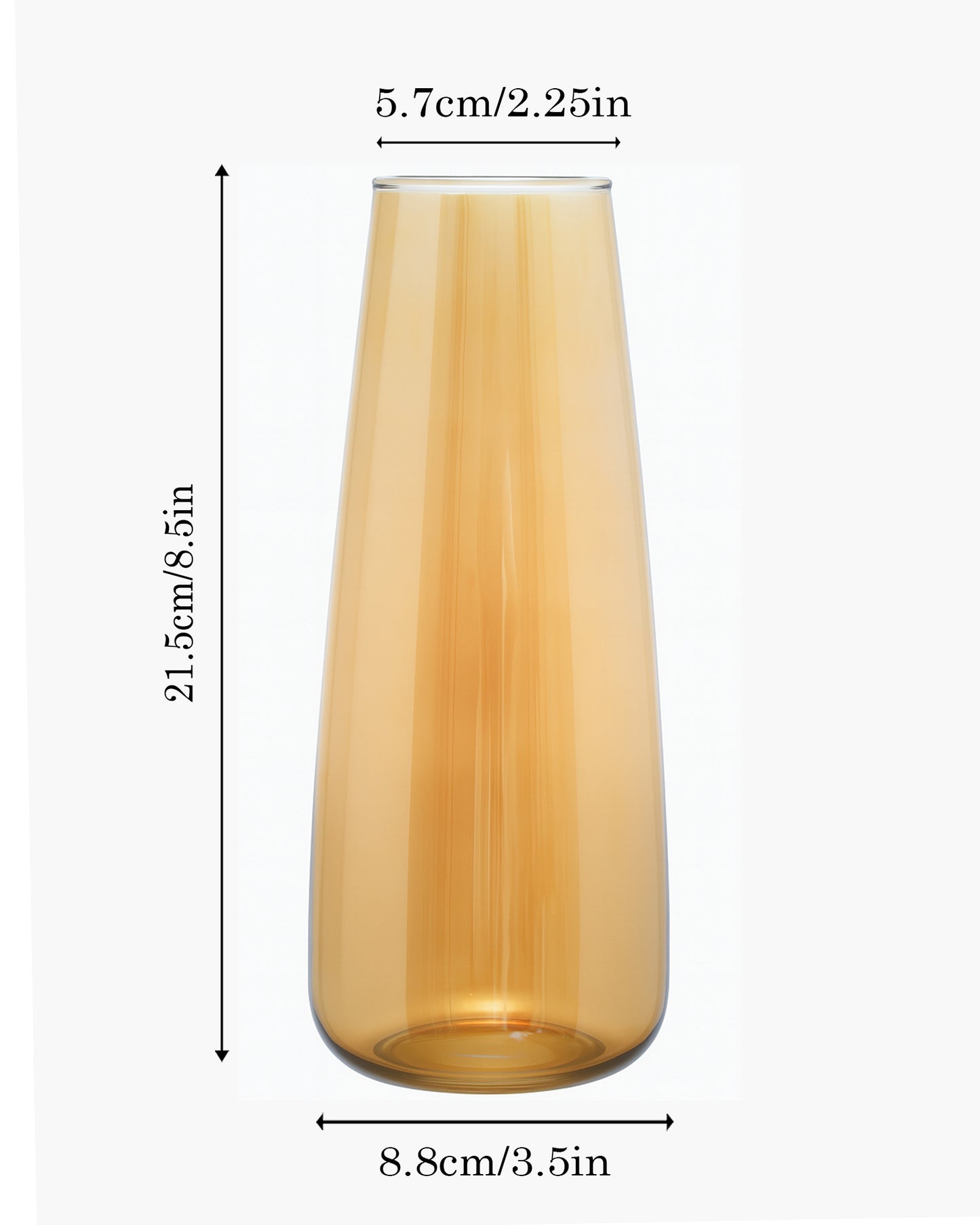 Flower Vase for Plants Flowers Glass Vase Pot for Living Room Water Plants (Gold, 22.8 cm X 6.3 cm X 7.6 cm) Home Decor Dining Table Hall Aesthetic House Warming Gift Decoration Bedroom, Amber Slim Taper