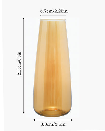 Flower Vase for Plants Flowers Glass Vase Pot for Living Room Water Plants (Gold, 22.8 cm X 6.3 cm X 7.6 cm) Home Decor Dining Table Hall Aesthetic House Warming Gift Decoration Bedroom, Amber Slim Taper