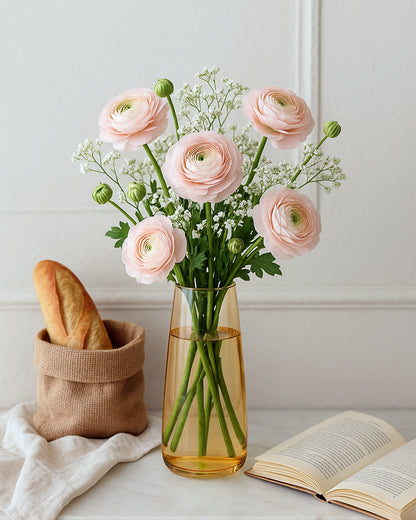 Flower Vase for Plants Flowers Glass Vase Pot for Living Room Water Plants (Gold, 22.8 cm X 6.3 cm X 7.6 cm) Home Decor Dining Table Hall Aesthetic House Warming Gift Decoration Bedroom, Amber Slim Taper