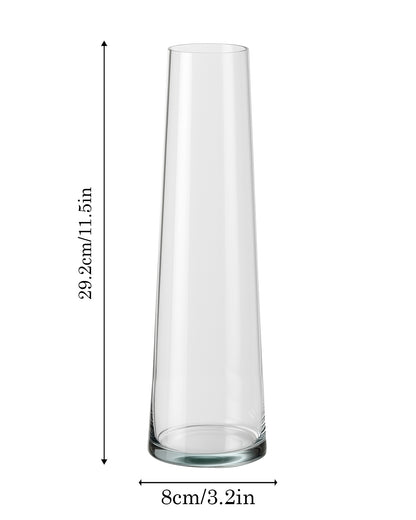 Glass Vase for Plants Flowers (Transparent, 29 cm X 8 cm) - Living Room Glass Vase Pot for Water Plants Home Décor Dining Table Decoration Bedroom Hall Aesthetic House Warming Gift, Stem Vase