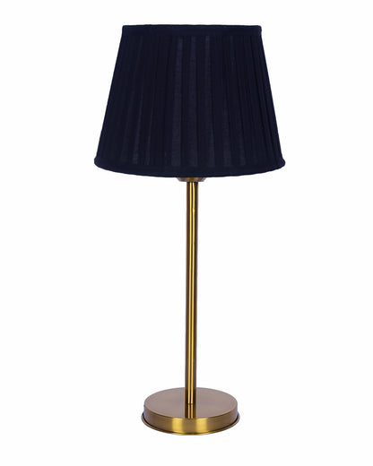 Gold Table Lamp for Living Room & Bedroom | Modern Metal Bedside Lamp | Elegant Nightstand Light for Home Décor | Stylish Study & Office Desk Lamp, Black Frill Drum