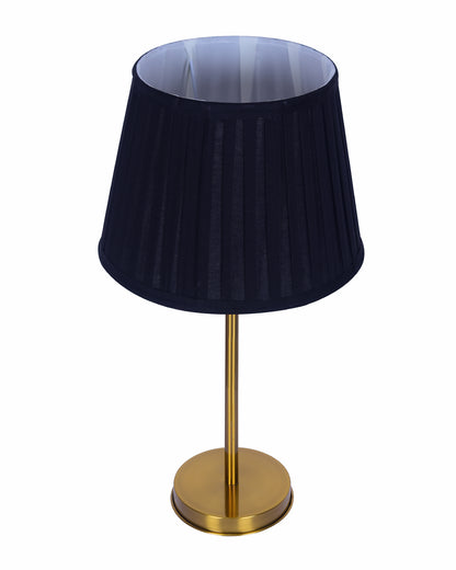 Gold Table Lamp for Living Room & Bedroom | Modern Metal Bedside Lamp | Elegant Nightstand Light for Home Décor | Stylish Study & Office Desk Lamp, Black Frill Drum