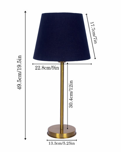 Gold Table Lamp for Living Room & Bedroom | Modern Metal Bedside Lamp | Elegant Nightstand Light for Home Décor | Stylish Study & Office Desk Lamp, Black Taper Drum