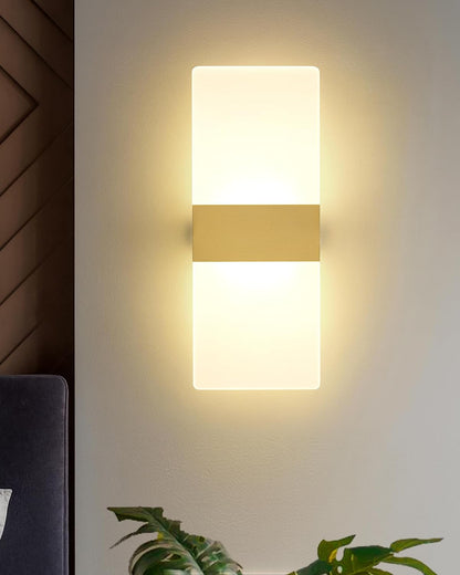 Modern LED Acrylic Wall Light for Living Room | Frosted Panel Sconce Vertical Panel Wall Mounted – Warm White, Indoor Decorative Lighting, Rectangle, Rose Gold