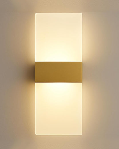 Modern LED Acrylic Wall Light for Living Room | Frosted Panel Sconce Vertical Panel Wall Mounted – Warm White, Indoor Decorative Lighting, Rectangle, Rose Gold