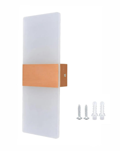 Modern LED Acrylic Wall Light for Living Room | Frosted Panel Sconce Vertical Panel Wall Mounted – Warm White, Indoor Decorative Lighting, Rectangle, Rose Gold