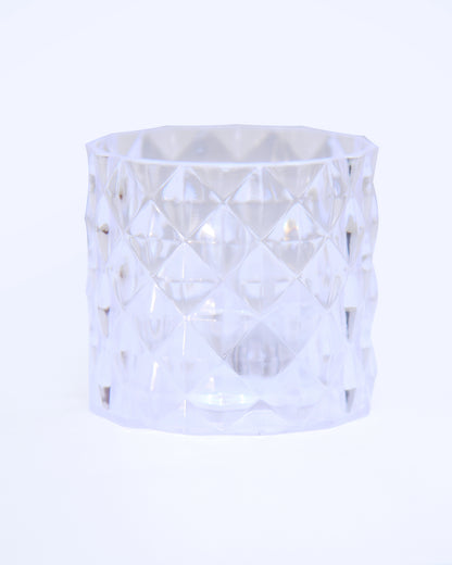 Acrylic Tealight Candle Holder – Diamond Cut Votive for Home Decoration, Diwali, Wedding & Festive Lighting – Decorative Table Centerpiece, Amber, set of 2