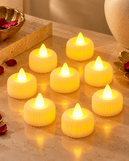 LED Tealight Candles – Warm White Flickering Flameless Lights for Home Décor, Diwali, Weddings & Parties, Battery Operated (Pack of 4)