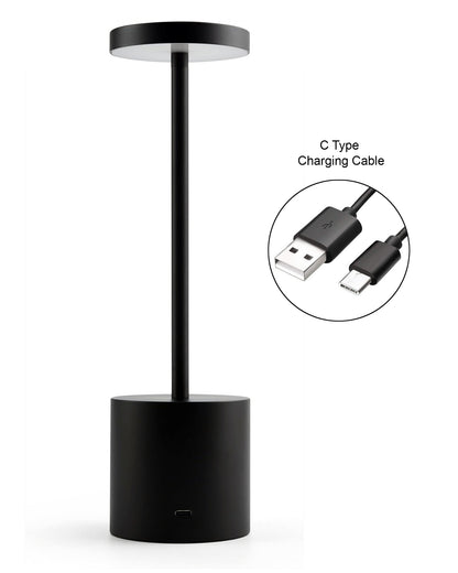 Table Lamps Rechargeable Set of 1, Black Portable LED Desk Lamp, Battery Powered Wireless Table Light, LED Cordless Desk Lamp, Wireless Portable Desk & Bedside Lamp for Home, Café & Restaurant