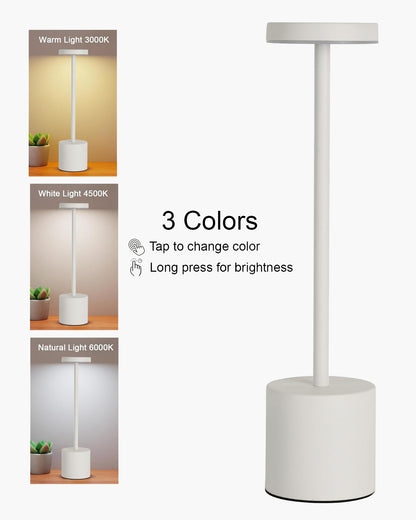 Table Lamps Rechargeable Set of 1, Black Portable LED Desk Lamp, Battery Powered Wireless Table Light, LED Cordless Desk Lamp, Wireless Portable Desk & Bedside Lamp for Home, Café & Restaurant
