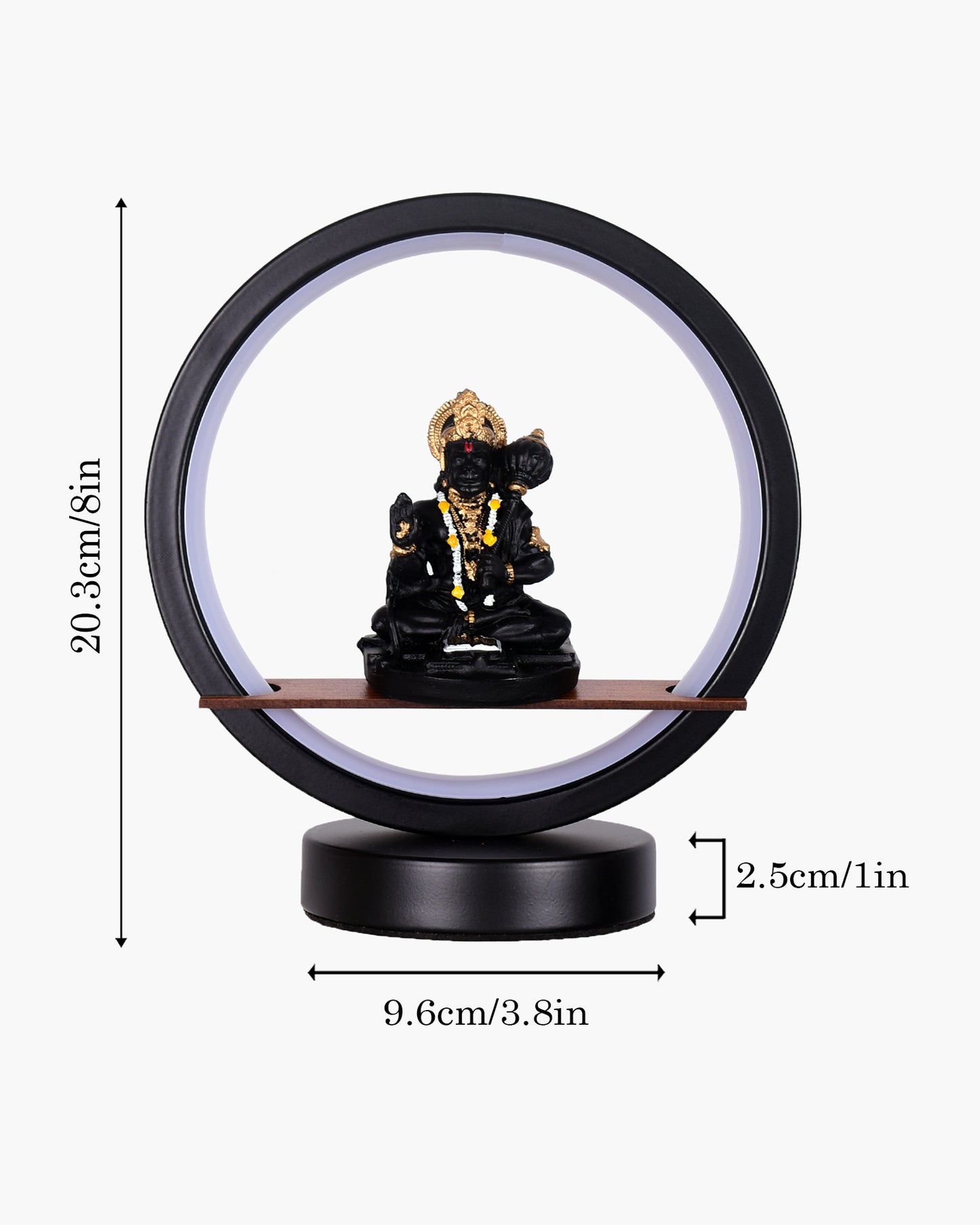 Homesake® Bal Ganapati Circular LED Table Lamp for Home Decor | Modern Ganesh Ji Night Lamp for Bedroom, Living Room & Office | Decorative LED Desk Lamp with Idol (Black, Pack of 1)
