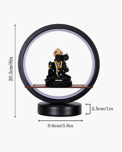 Homesake® Bal Ganapati Circular LED Table Lamp for Home Decor | Modern Ganesh Ji Night Lamp for Bedroom, Living Room & Office | Decorative LED Desk Lamp with Idol (Black, Pack of 1)