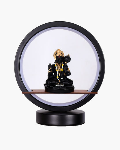 Homesake® Bal Ganapati Circular LED Table Lamp for Home Decor | Modern Ganesh Ji Night Lamp for Bedroom, Living Room & Office | Decorative LED Desk Lamp with Idol (Black, Pack of 1)