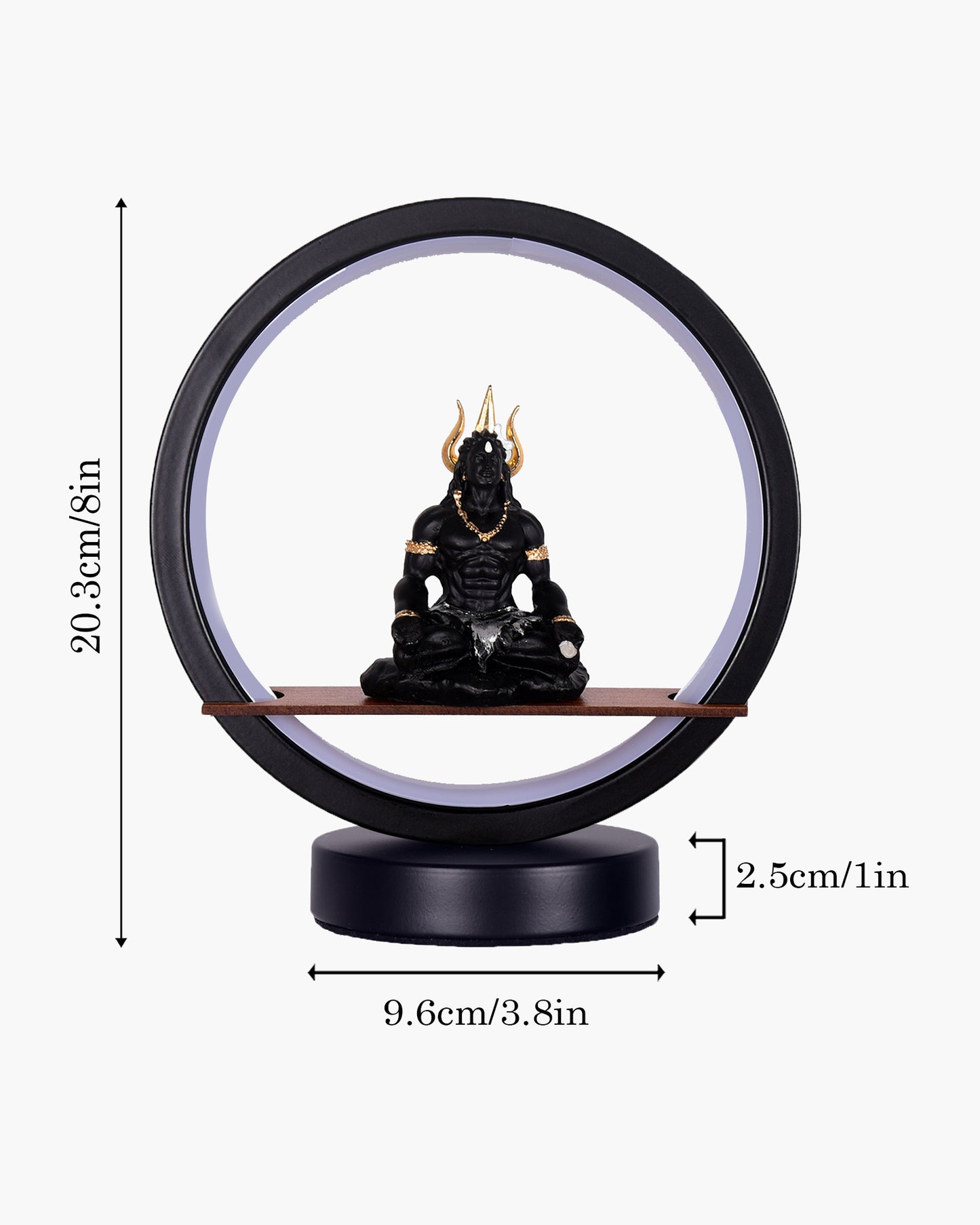 Homesake® Bal Ganapati Circular LED Table Lamp for Home Decor | Modern Ganesh Ji Night Lamp for Bedroom, Living Room & Office | Decorative LED Desk Lamp with Idol (Black, Pack of 1)