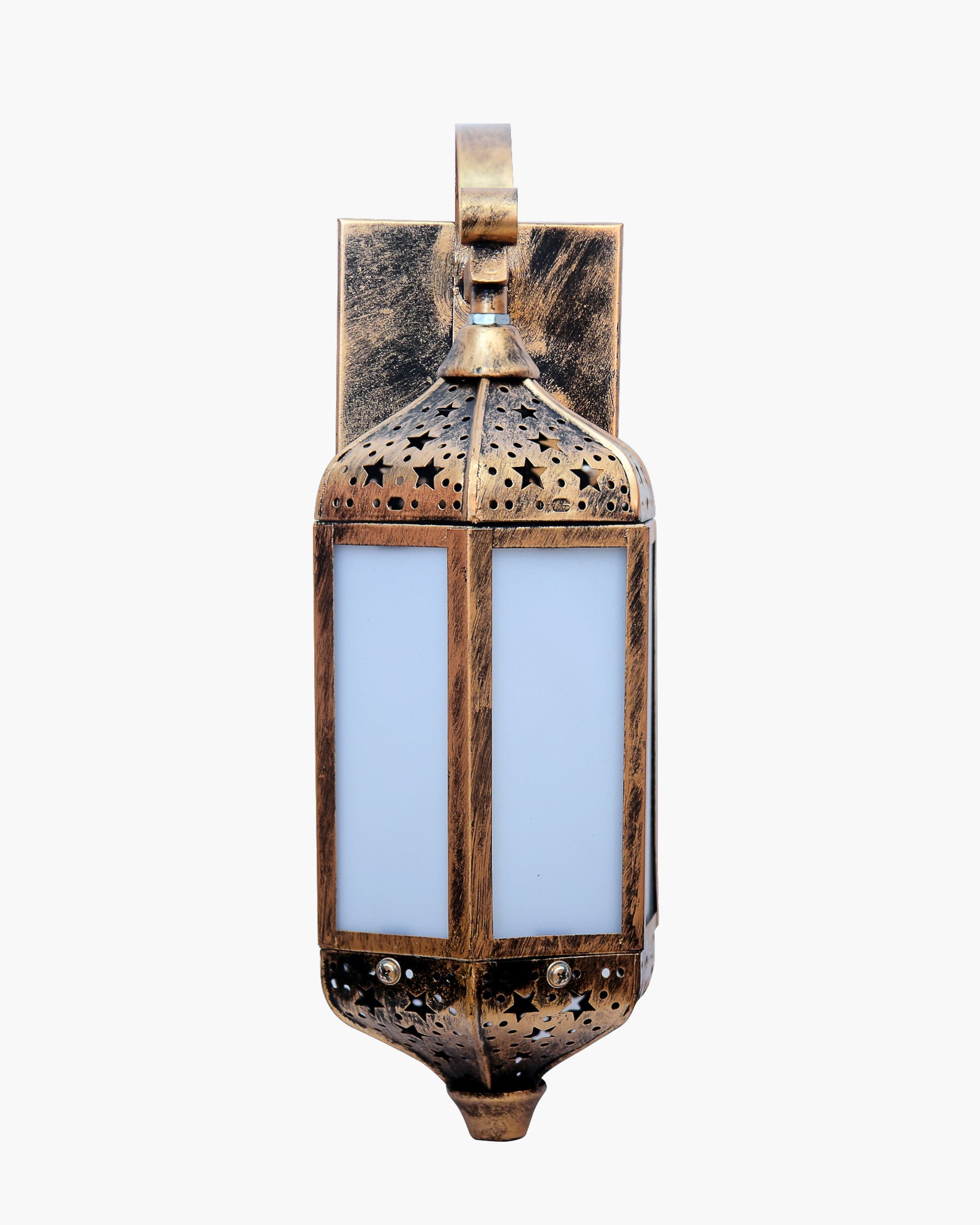 Turkish Moroccan Wall Sconce Lamp, Vintage Hand Carved Metal Wall