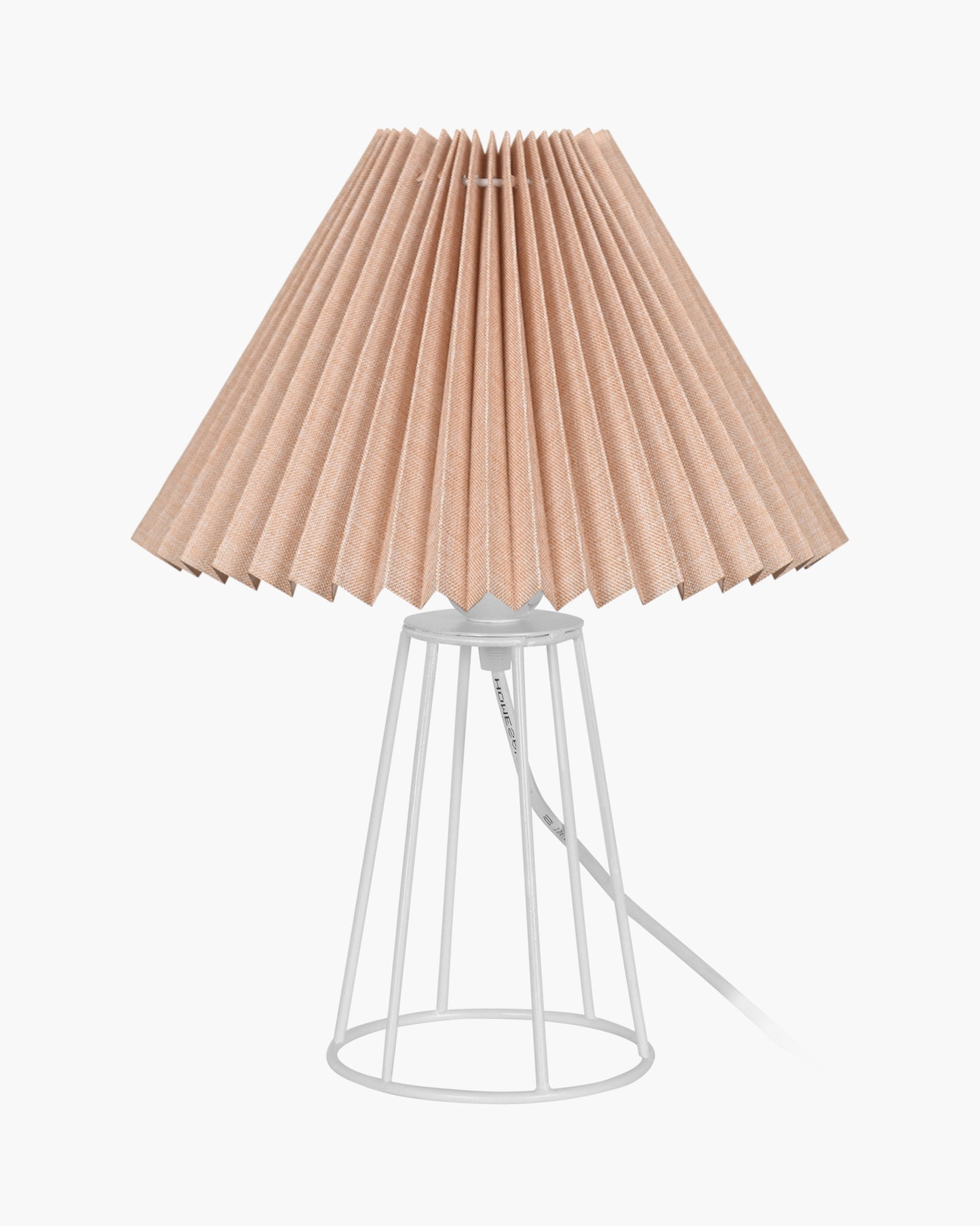 Korean Style Pleated Table Lamp with Wire Frame Base, Bedside Night Lamp for Bedroom & Living Room, Warm White Ambient Lighting, Black Taper, Pleated Grey
