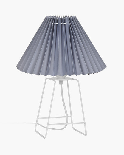 Korean Style Pleated Table Lamp with Wire Frame Base, Bedside Night Lamp for Bedroom & Living Room, Warm White Ambient Lighting, White Taper, Pleated off-white