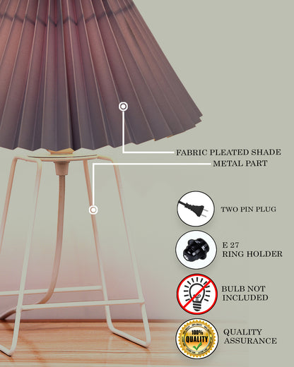 Korean Style Pleated Table Lamp with Wire Frame Base, Bedside Night Lamp for Bedroom & Living Room, Warm White Ambient Lighting, White Taper, Pleated off-white