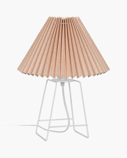 Korean Style Pleated Table Lamp with Wire Frame Base, Bedside Night Lamp for Bedroom & Living Room, Warm White Ambient Lighting, White Taper, Pleated off-white