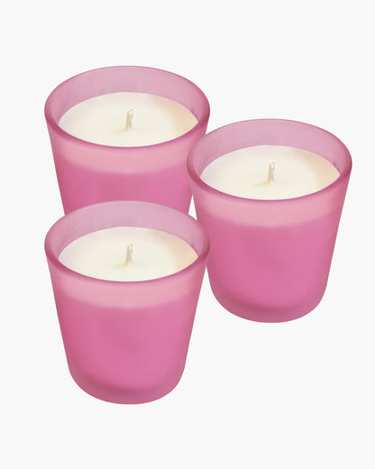 Premium Scented Candles in Glass, Small 2.5 Inch Wax Colored Votive Candles with Fragrance for Diwali Home Decor Light Wedding Party Favors Table Centerpiece, 11 Hours Burning, Vanilla