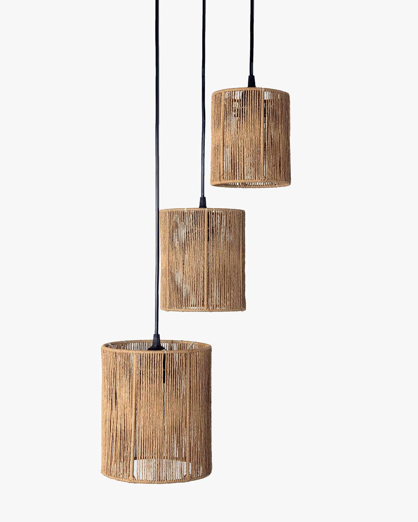 Homesake® Natural Raffia Triple Pendant Cluster Light, Boho Handwoven Textured Hanging Lamp, Modern Organic Interiors, Modern Pendant Light for Home Décor, Jute Hanging Ceiling Lamp