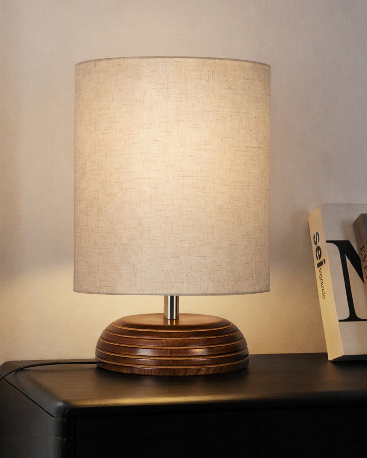 Homesake® Natural Weave Rope Table Lamp | Handcrafted Boho Bedside Light with Wooden Base | Warm Ambient Home Decor, Livra Collection, Lighting & Office Decor Light