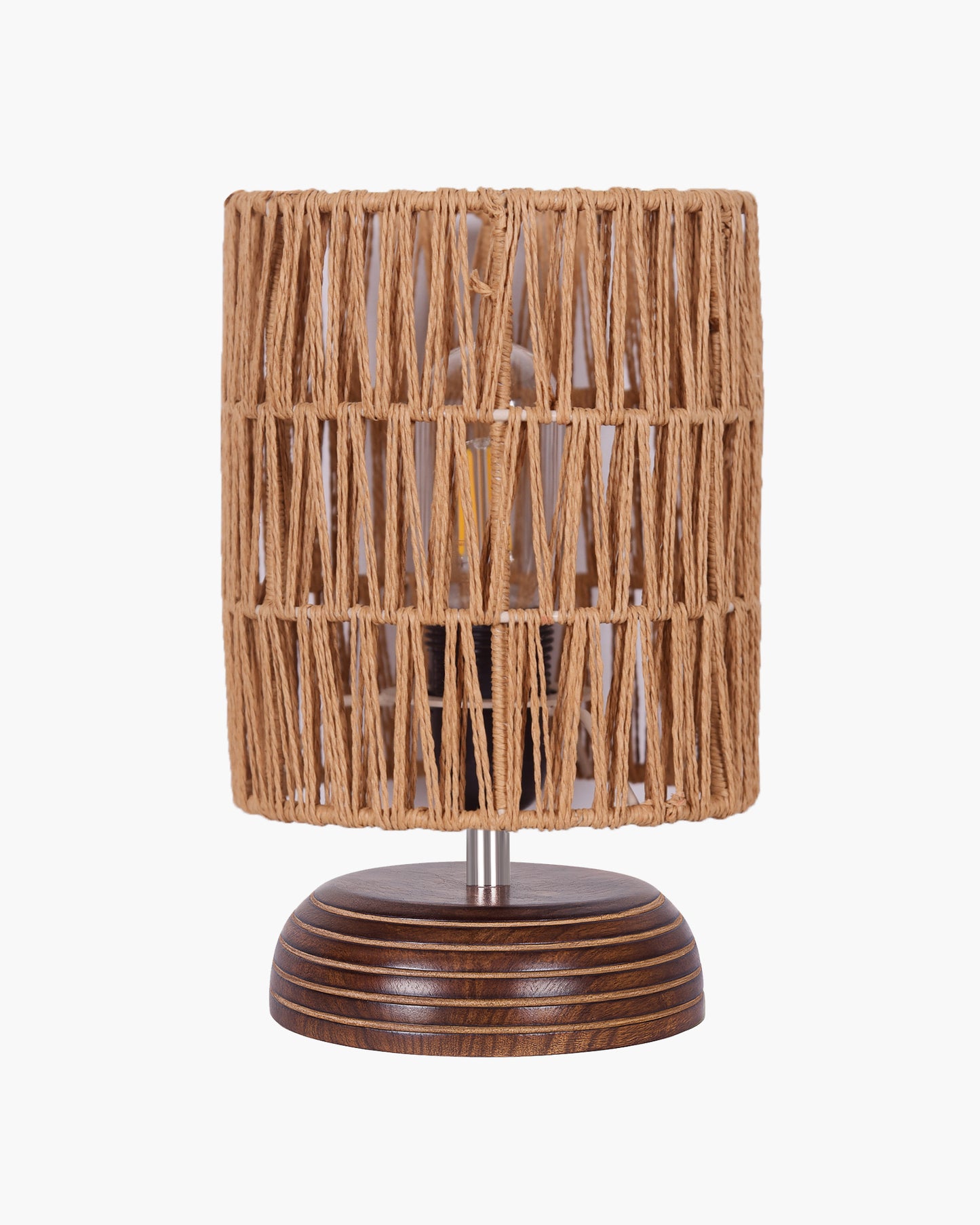 Homesake® Natural Weave Rope Table Lamp | Handcrafted Boho Bedside Light with Wooden Base | Warm Ambient Home Decor, Livra Collection, Lighting & Office Decor Light